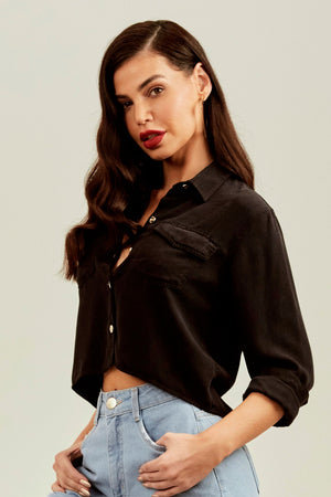 Camisa Térmica Cropped Preta Liocel