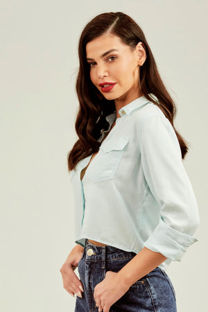 Camisa Térmica Cropped Aqua Liocel