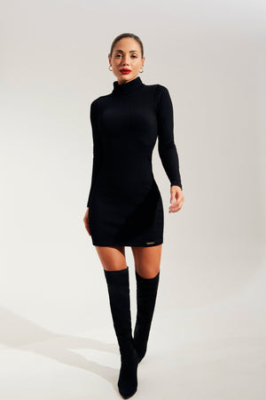 Vestido Curto Canelado Premium - Preto