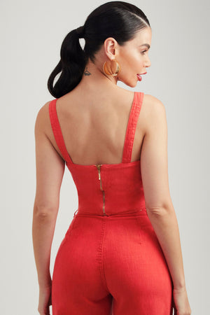 Cropped de Linho Térmico  Estilo Alfaiataria Dunas Vermelho Vibrante
