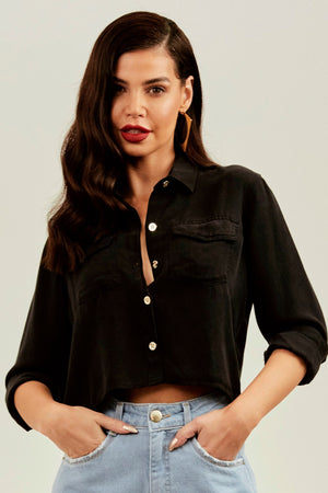 Camisa Térmica Cropped Preta Liocel