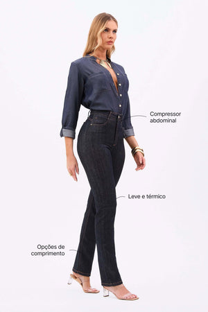 Calça Jeans Modeladora Fantástica Reta Cós Alto