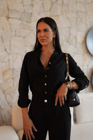 Camisa de Linho Térmico Dunas Preta