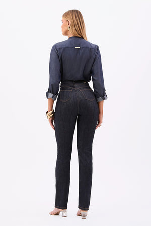 Calça Jeans Modeladora Fantástica Reta Cós Alto