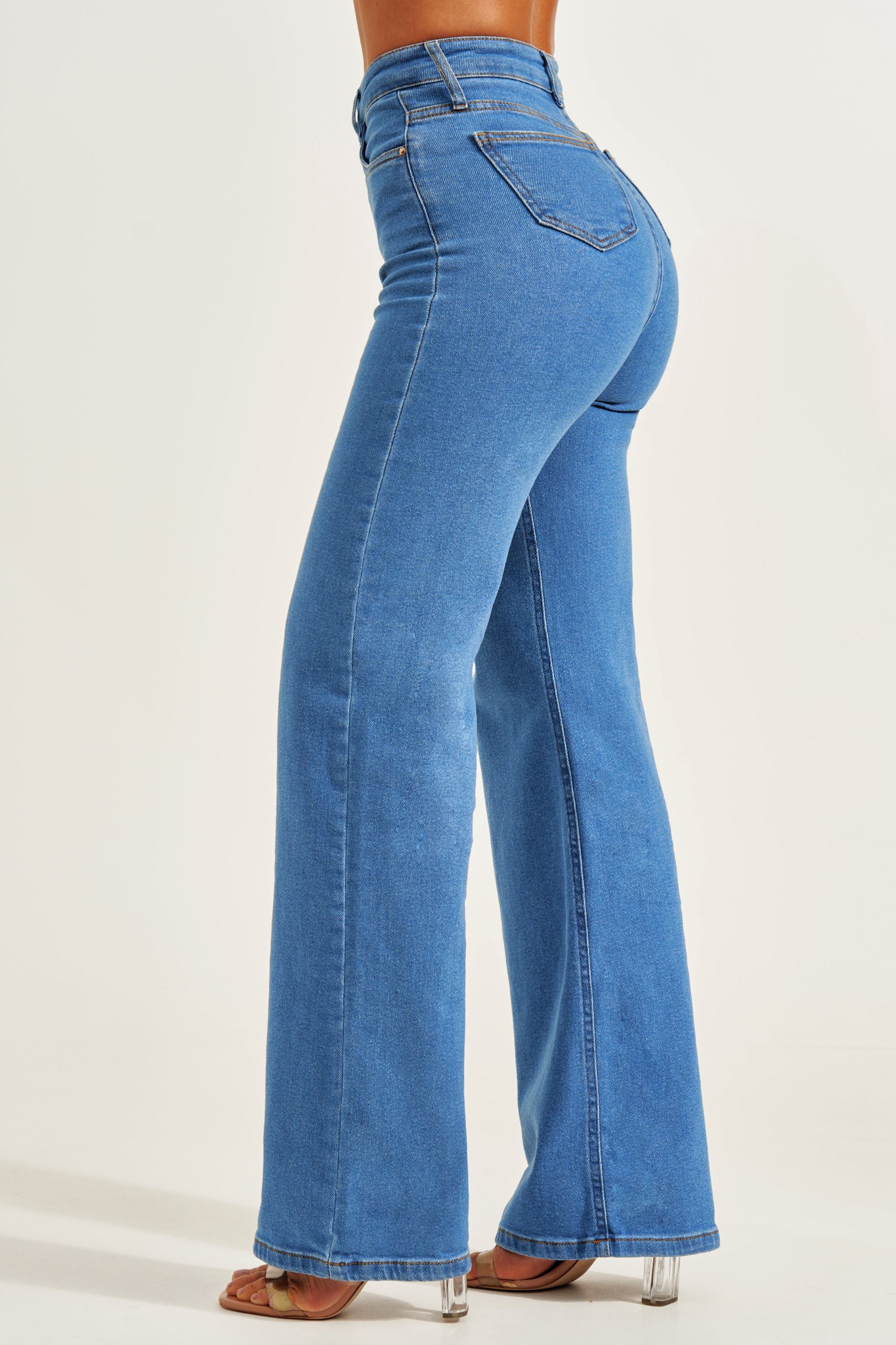 Calça Jeans Modeladora Clássica Wide Leg Cós Super Alto – Modab