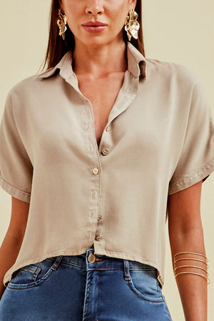 Camisa Térmica Cropped Manga Curta Nude Liocel