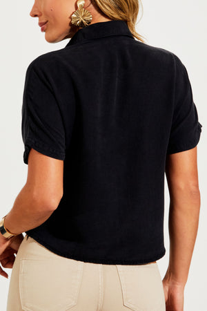 Camisa Térmica Cropped Manga Curta Preta Liocel