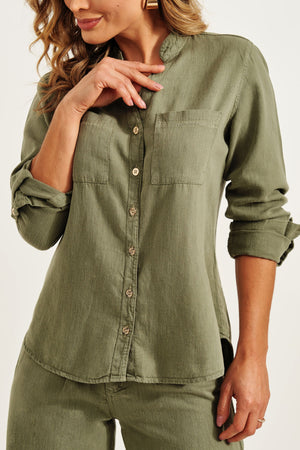 Camisa de Linho Térmico Dunas Verde Militar