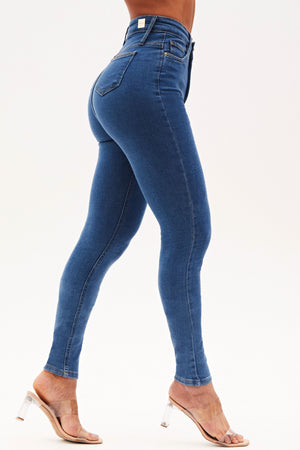 Calça Jeans Modeladora Clássica Skinny Cós Super Alto