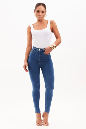 Calça Jeans Modeladora Clássica Skinny Cós Super Alto