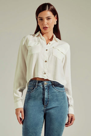 Camisa Térmica Cropped Impecável Off White Liocel