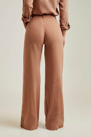 Calça Pantalona de Linho Térmico Estilo Alfaiataria Dunas Terra