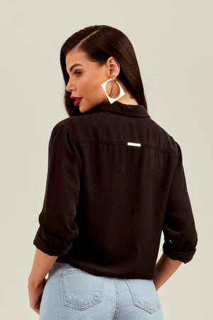 Camisa Térmica Cropped Preta Liocel