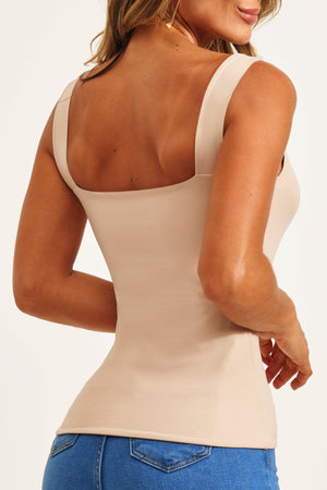 Regata Premium Dupla Face Curve Branca com Nude