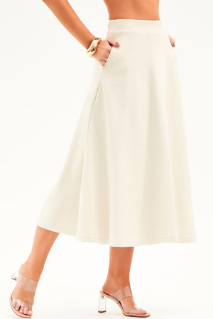 Saia Midi Evasê Comfort Office Nude