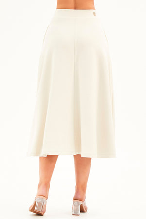 Saia Midi Evasê Comfort Office Nude