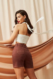 Shorts Jeans Modelador Coffee Cós Super Alto