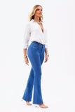 Calça Jeans Modeladora Linea Flare Cós Médio Jeans Médio