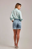 Shorts Jeans Modelador Estonado Claro Destroyed Cós Alto