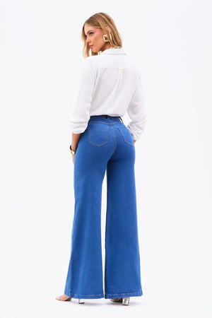 Calça Jeans Modeladora Linea Pantalona Cós Médio Jeans Médio
