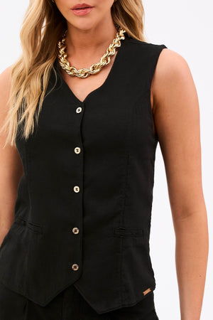 Colete de Linho Térmico Dunas Preto