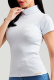 Blusa Canelada Premium Gola Alta Branca