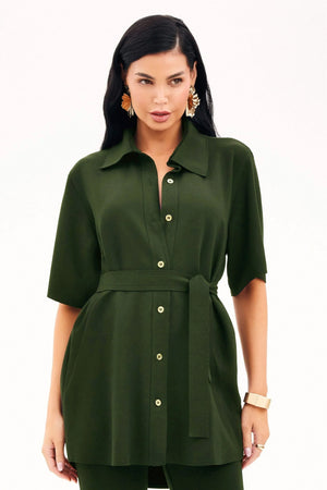 Camisa Manga Curta Comfort Office Verde