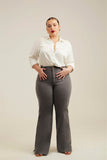Calça Jeans Modeladora Wide Leg com Fenda Cinza Cós Super Alto