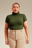Blusa Canelada Premium Gola Alta Verde
