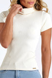 Blusa Canelada Premium Gola Alta Off White