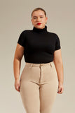 Blusa Canelada Premium Gola Alta Preta
