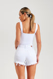 Shorts Jeans Modelador Cintura Alta Branco