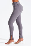Calça Jeans Modeladora Skinny Cinza Cós Alto