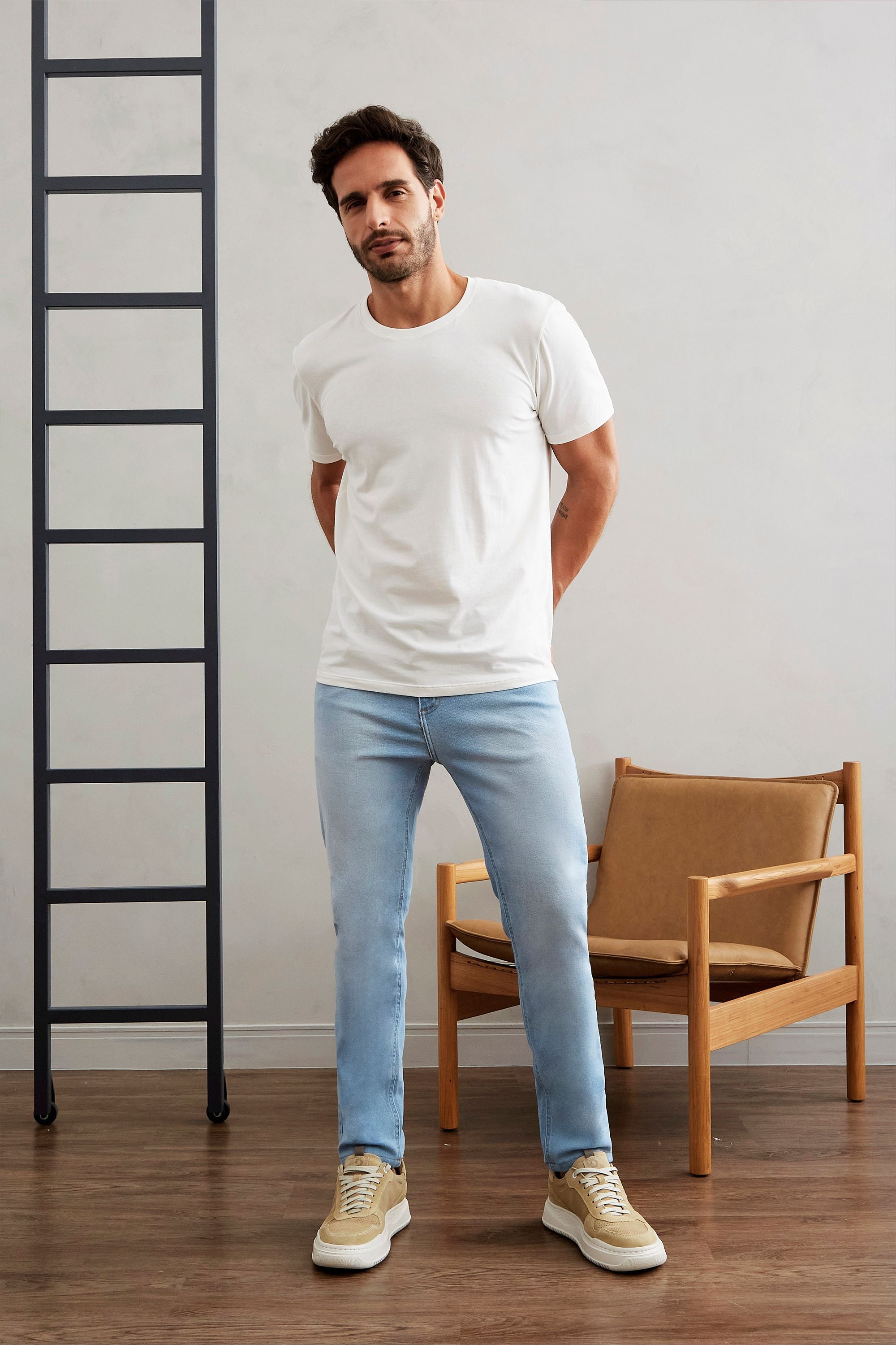 Moda Masculina Jeans Clara Masculina Camisa Com Calça Jeans