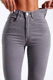 Calça Jeans Modeladora Skinny Cinza Cós Alto