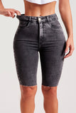 Shorts Jeans Modelador Ciclista Cinza