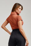 Blusa Canelada Premium Gola Alta Terracota