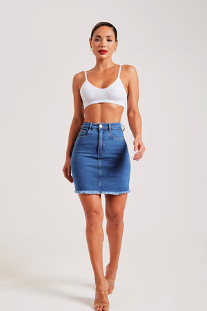 Saia Jeans Modeladora Cintura Alta