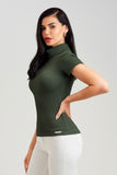 Blusa Canelada Premium Gola Alta Verde