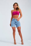 Shorts Jeans Modelador Estonado Claro Destroyed Cós Alto