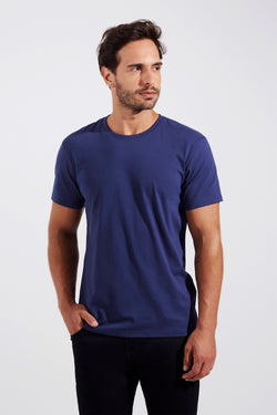 Camiseta Masculina Slim Algodão Egípcio Azul