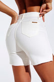 Shorts Jeans Modelador Off White Cós Super Alto