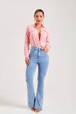 Calça Jeans Modeladora Revolucionária Flare Clara Cós Super Alto