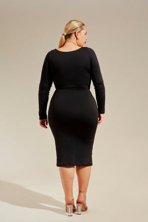 Vestido Ultra Premium Curve Manga Longa - Preto