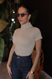 Blusa Canelada Premium Gola Alta Nude