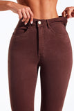 Calça Jeans Modeladora Skinny Coffee Cós Alto