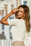 Blusa Canelada Premium Decote Canoa Off White