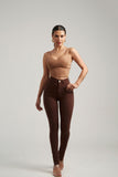Calça Jeans Modeladora Skinny Coffee Cós Alto