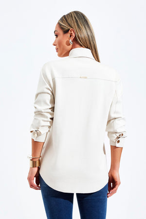 Camisa Oversized Comfort Office Nude