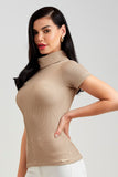 Blusa Canelada Premium Gola Alta Nude